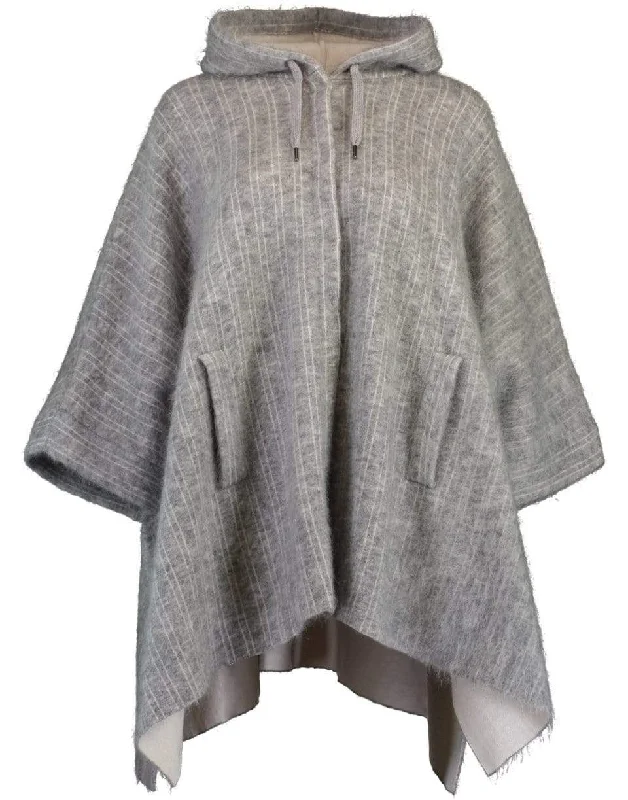 Wool Mohair Hooded Poncho