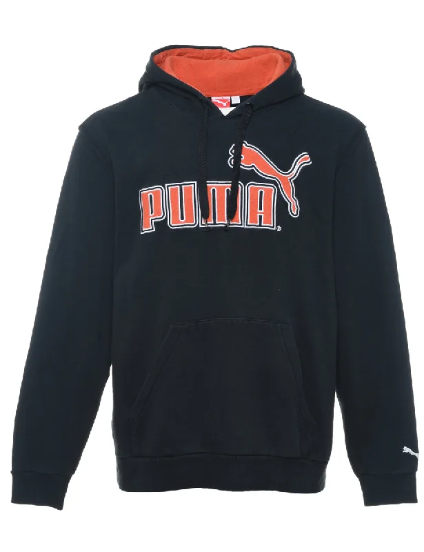 Black & Orange Contrast Puma Hoodie - XL