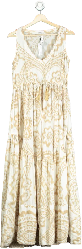 At Last Beige Patterned Maxi Dress UK S