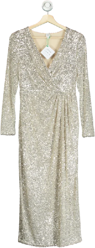 John Lewis Gold Sequin Long Sleeve Dress UK 8